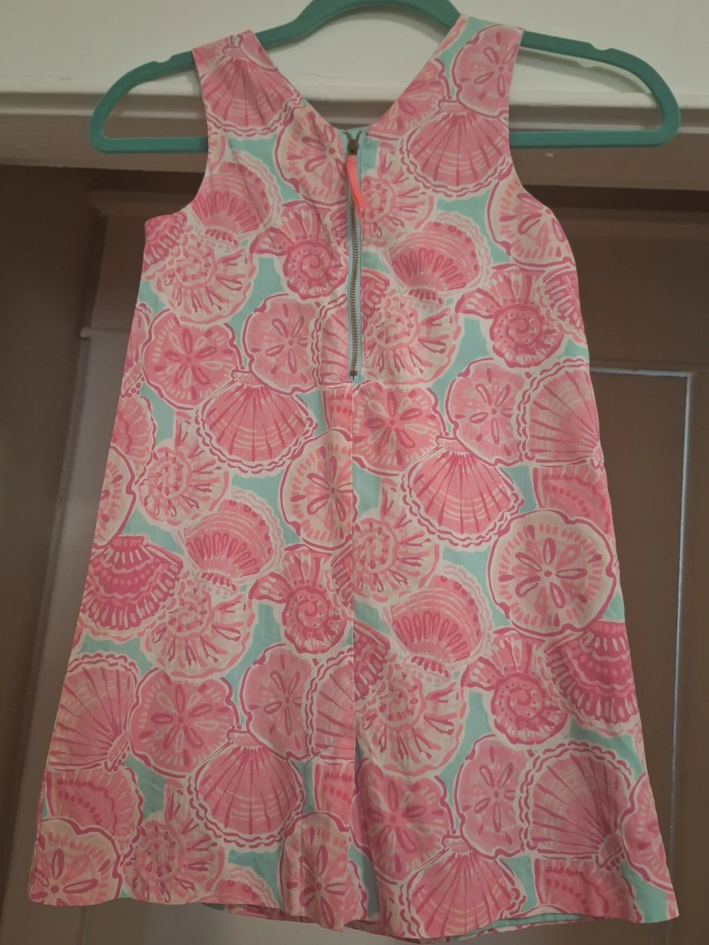 Tommy Bahama Pink Seashell Print A-Line Dress with Aqua Accents